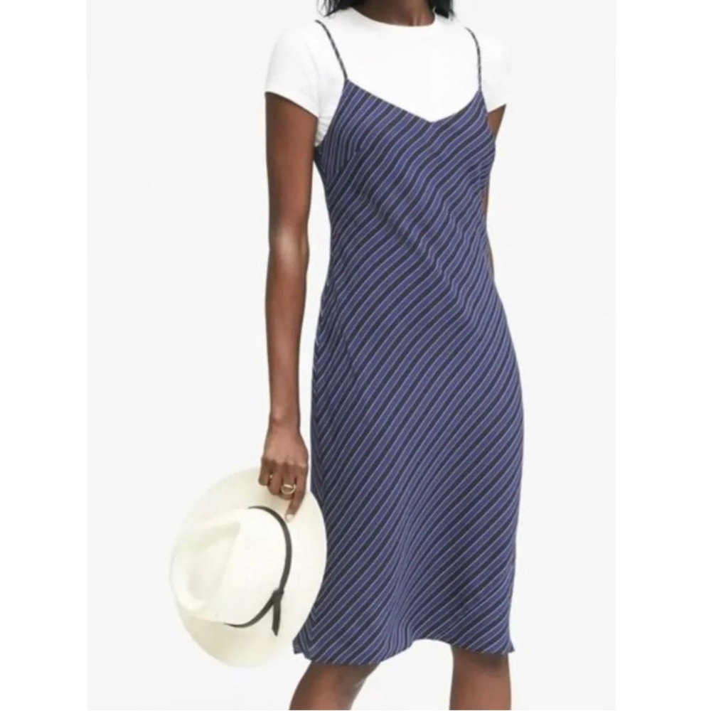 NWOT Banana Republic Blue Stretch silk striped dress size 4 *I SHIP SAME DAY!*